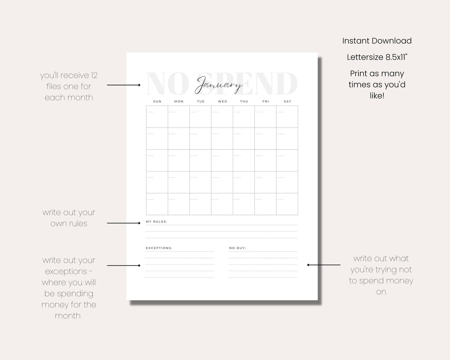 No Spend Monthly Challenge
