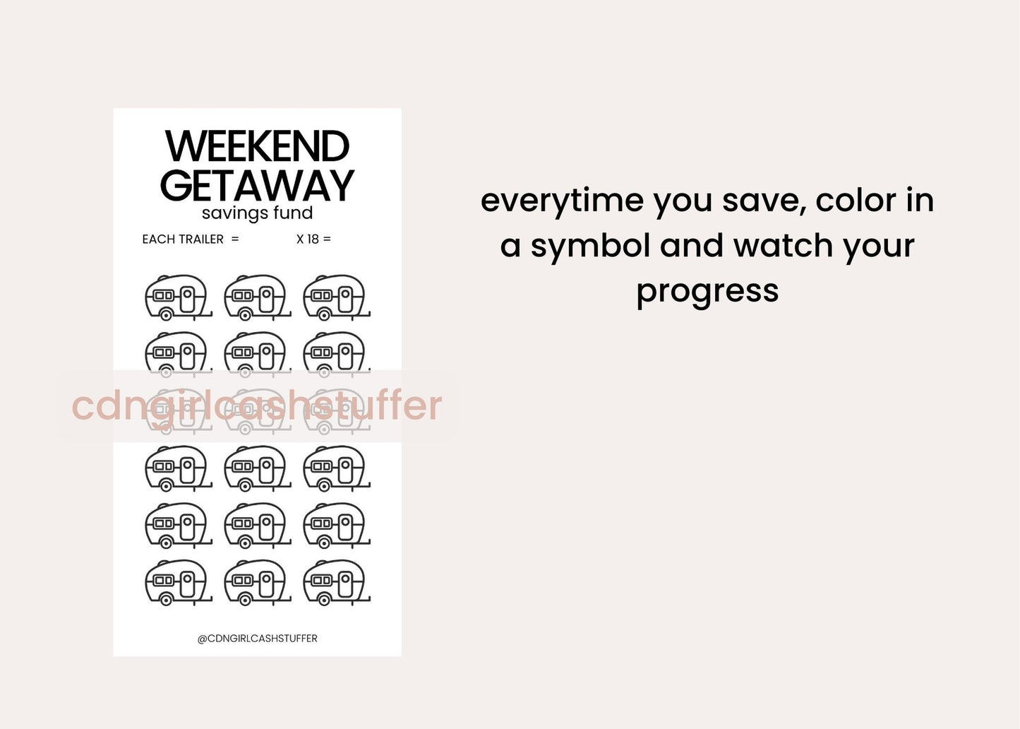 Weekend Getaway Savings Challenge - Digital Download