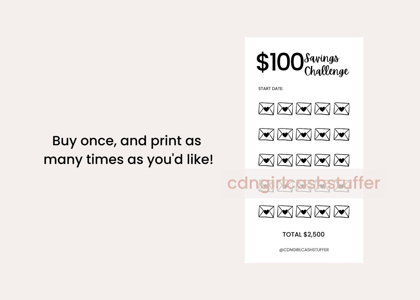 $100 Savings Challenge - Digital Download
