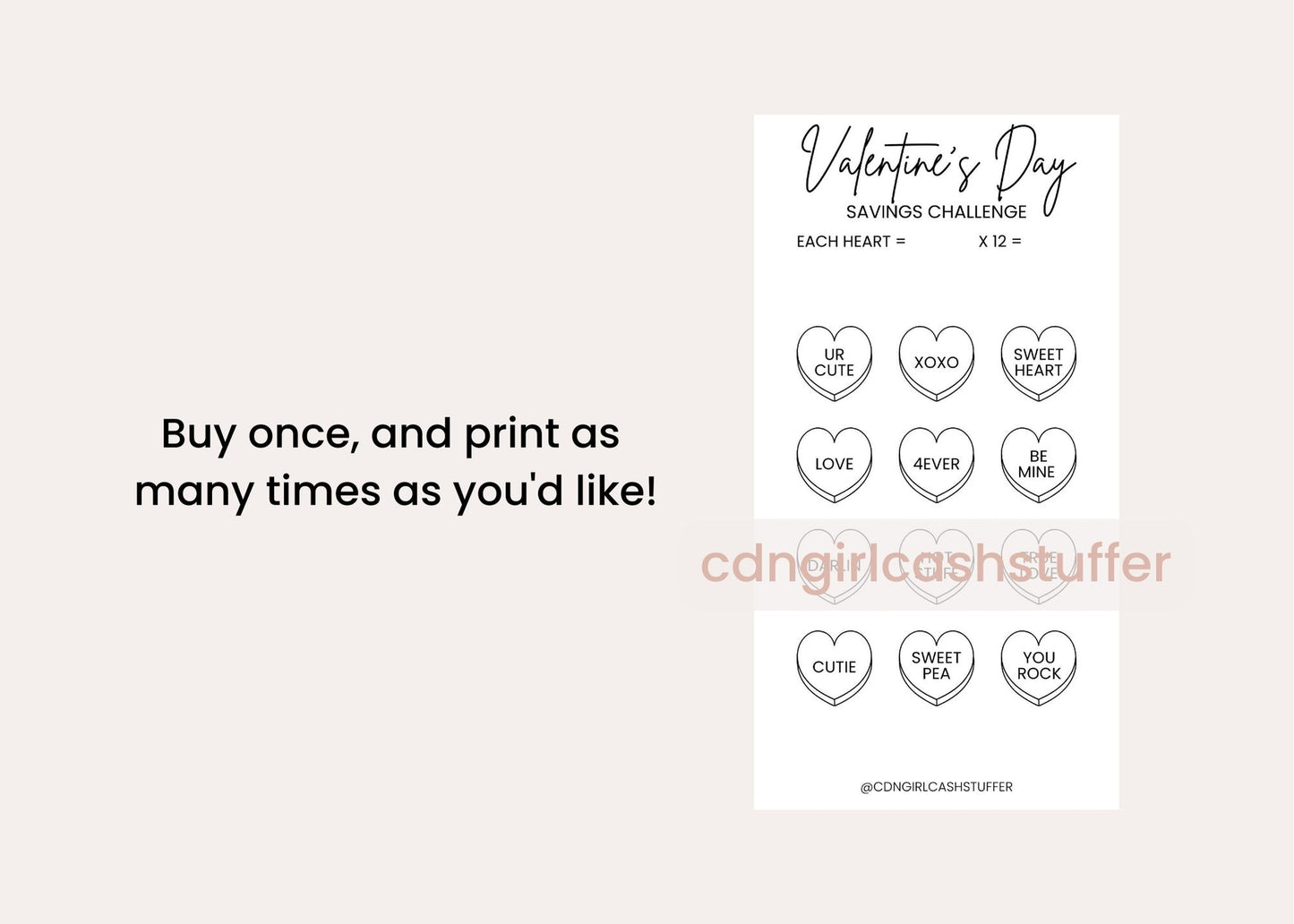 Valentines Day Savings Challenge - Digital Download