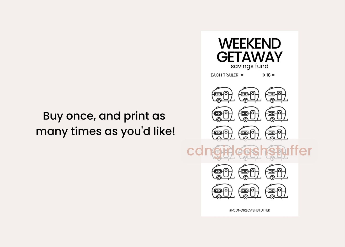 Weekend Getaway Savings Challenge - Digital Download