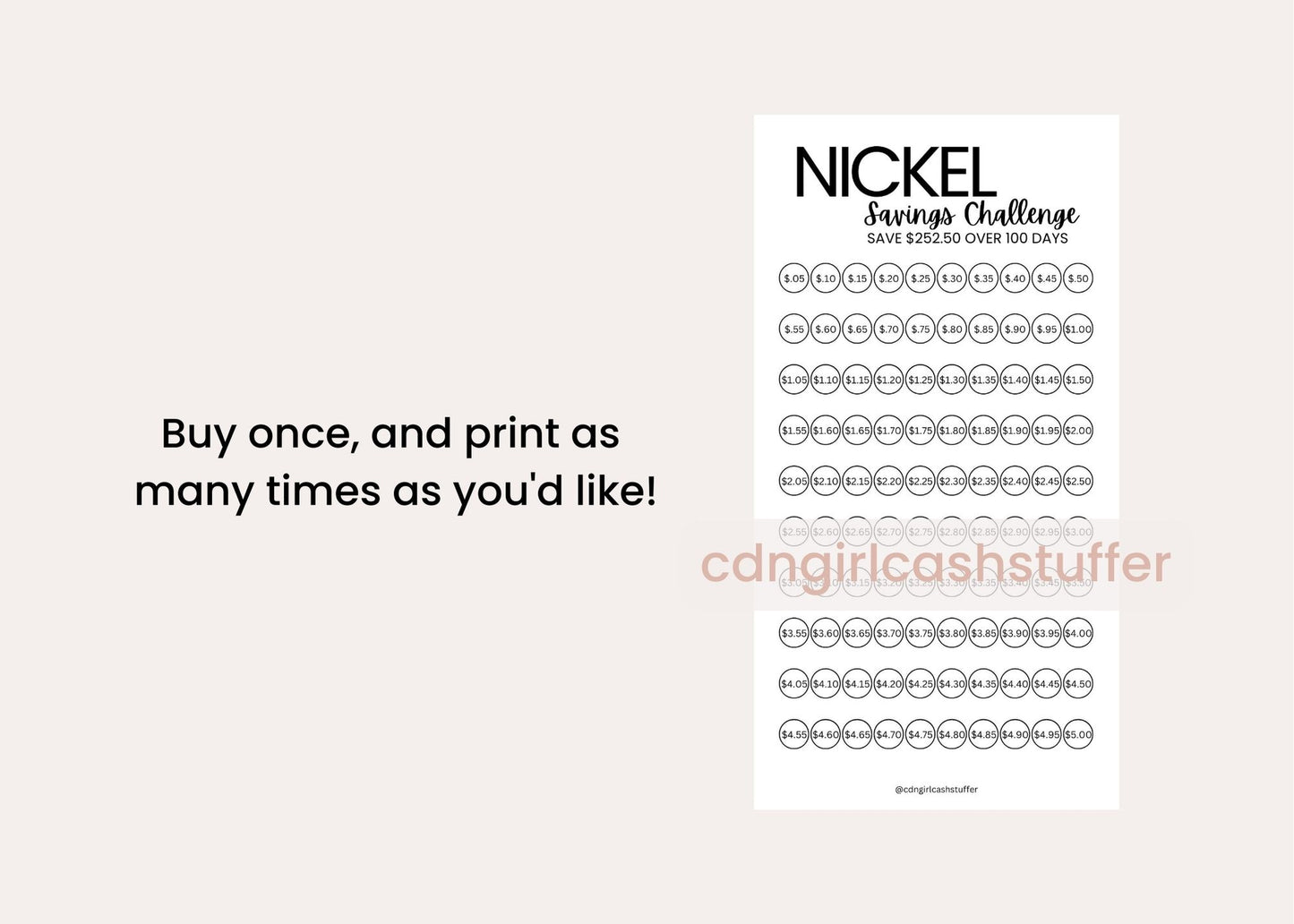 Nickel Savings Challenge - Digital Download