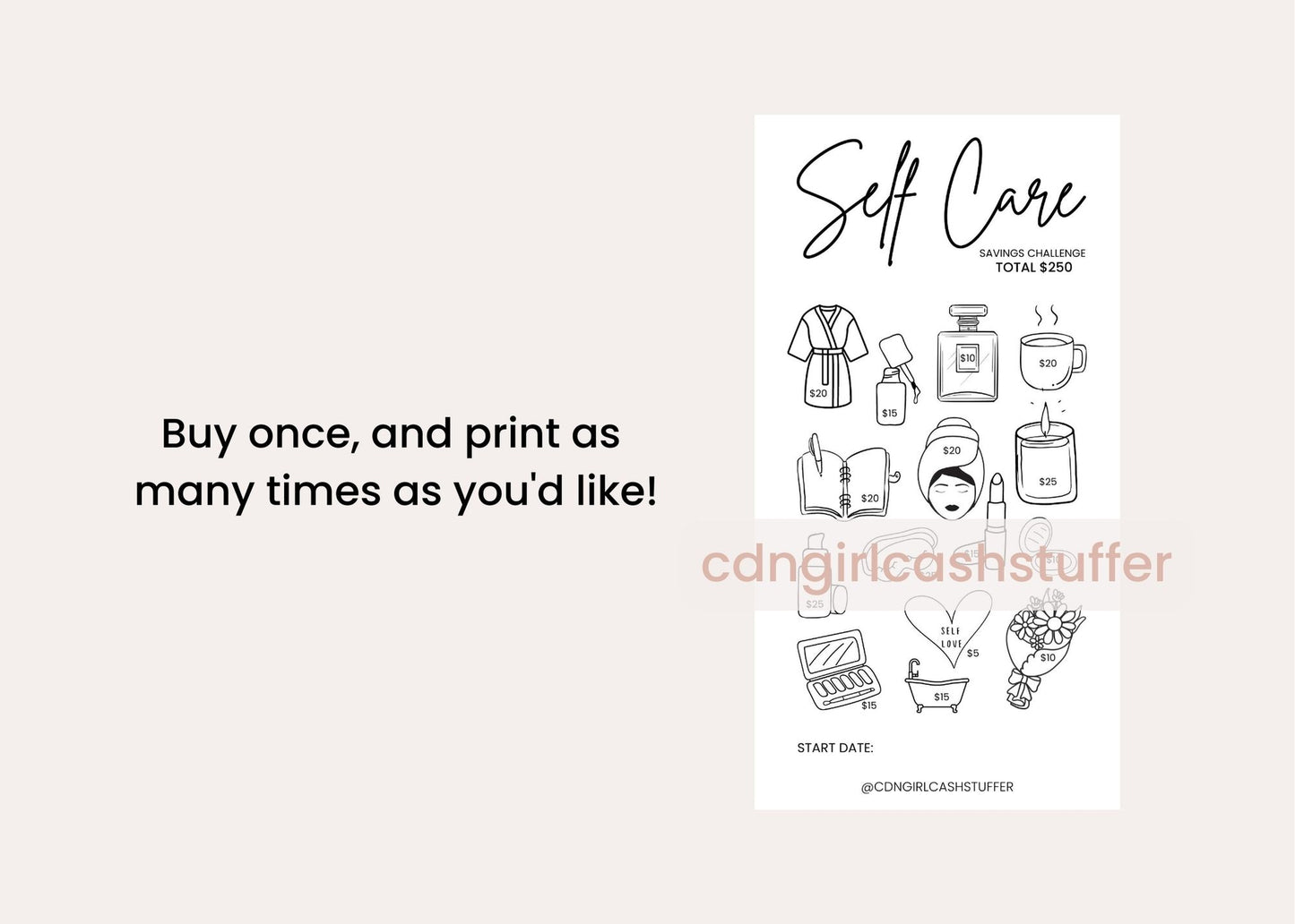 Self Care Savings Challenge - Digital Download