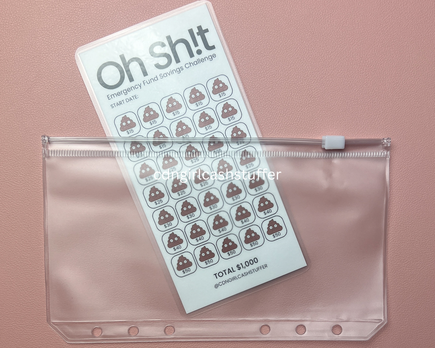 Oh Sh!t Emergency Fund Savings Challenge Tracker