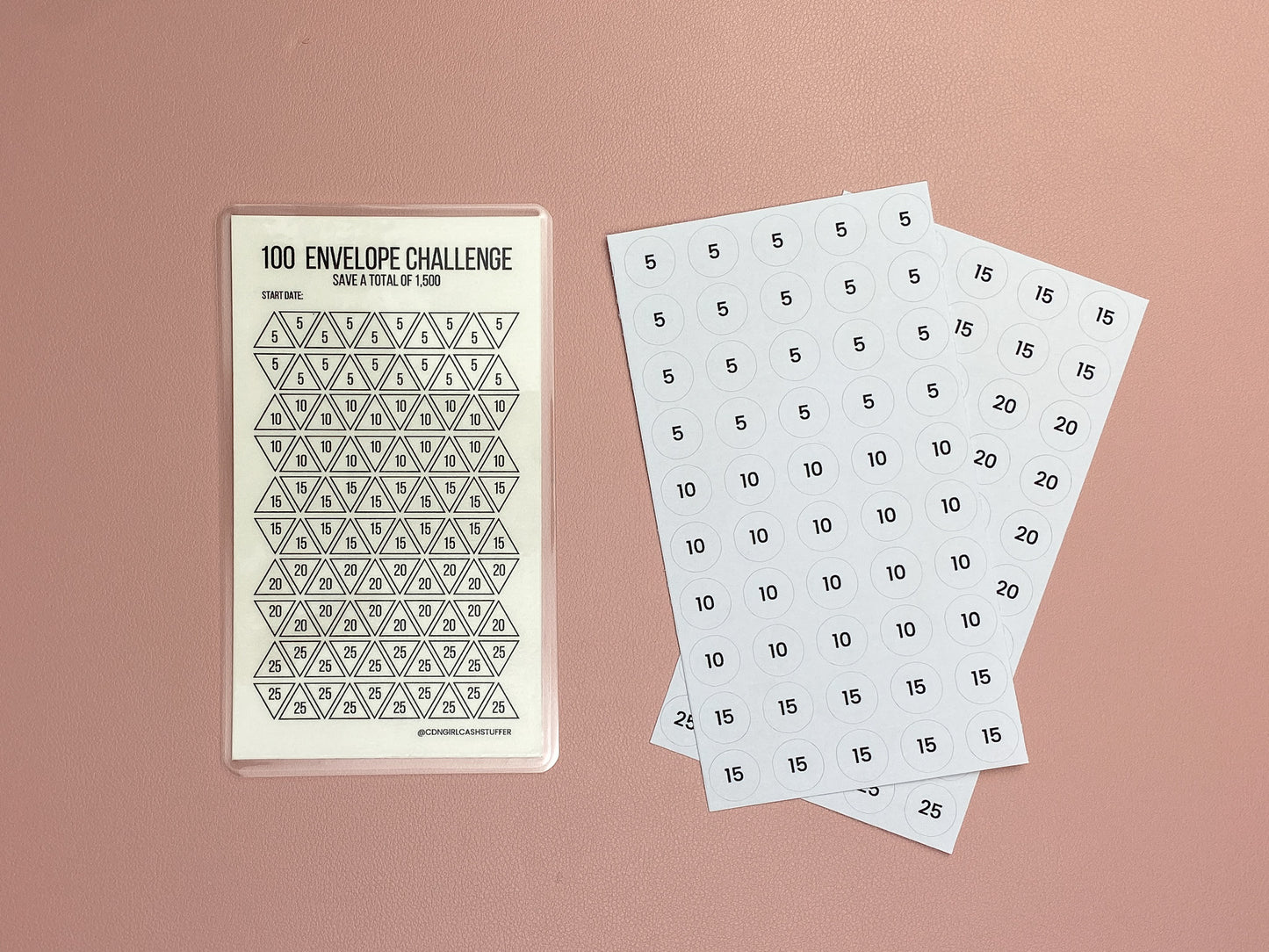 1,500 Savings Challenge Tracker & Stickers