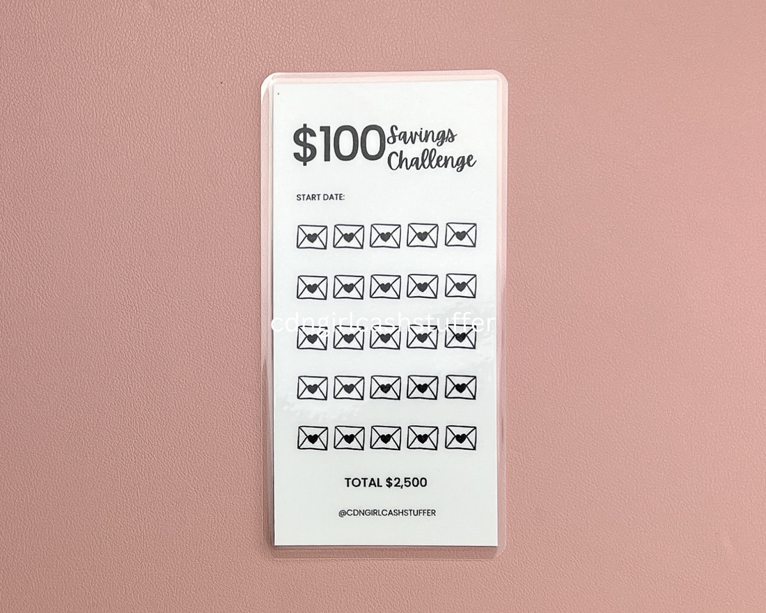 $100 Savings Challenge Tracker – CDN Girl Cash Stuffer