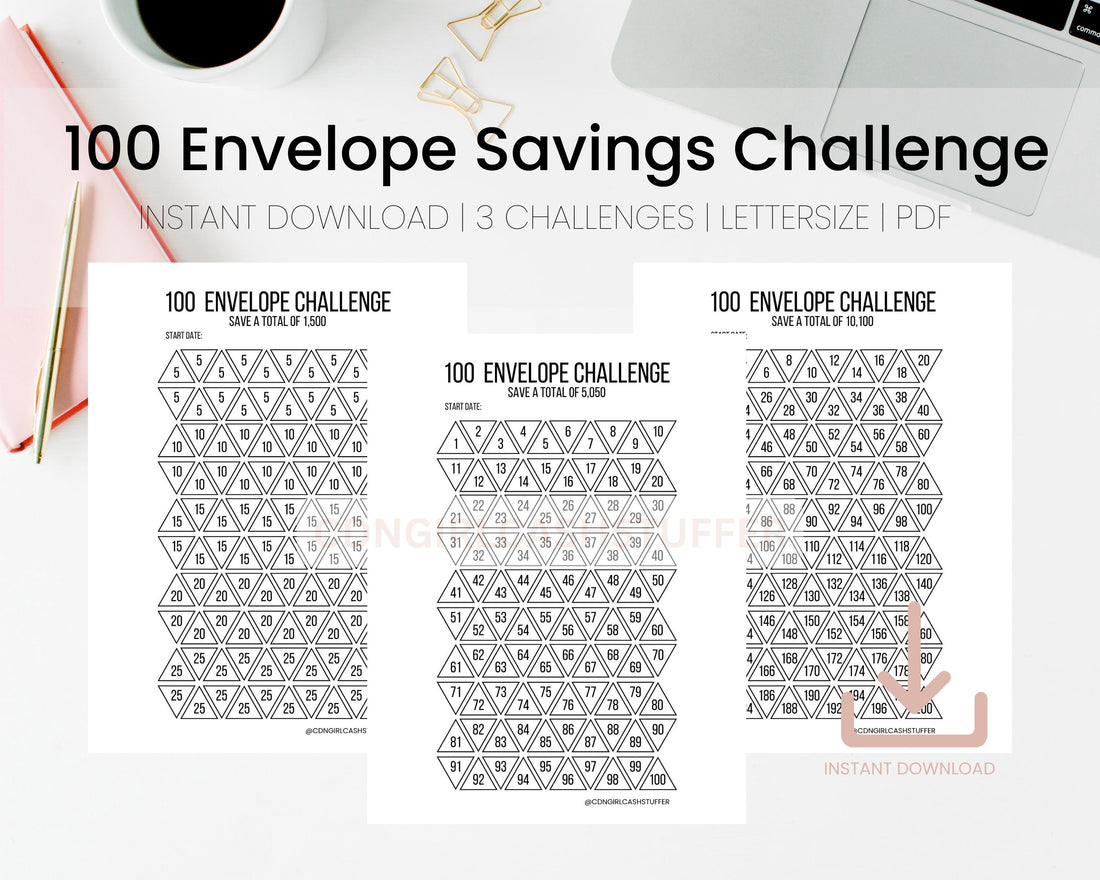100 Envelope Challenges PDF CDN Girl Cash Stuffer