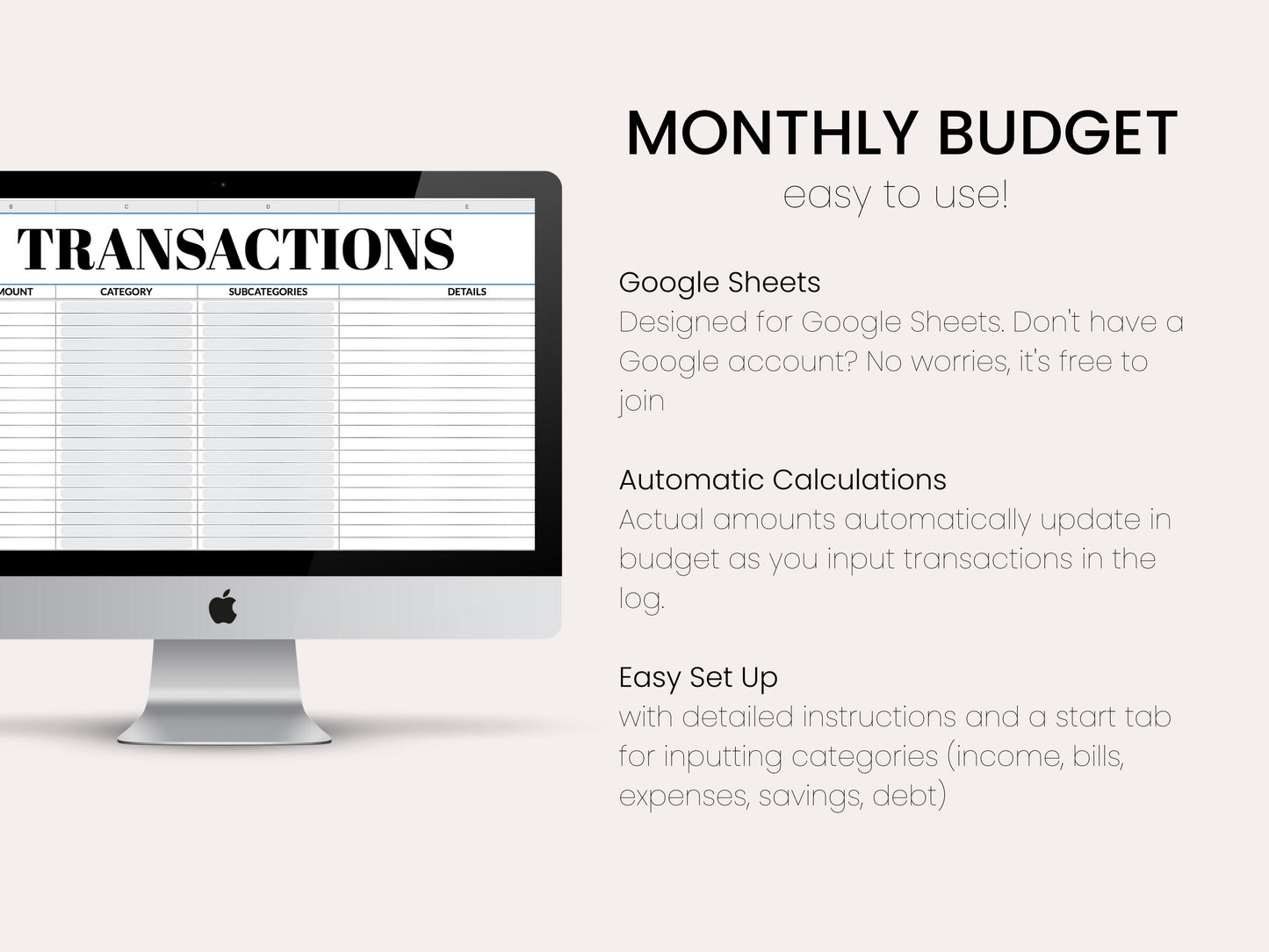 Monthly Budget Google Sheet