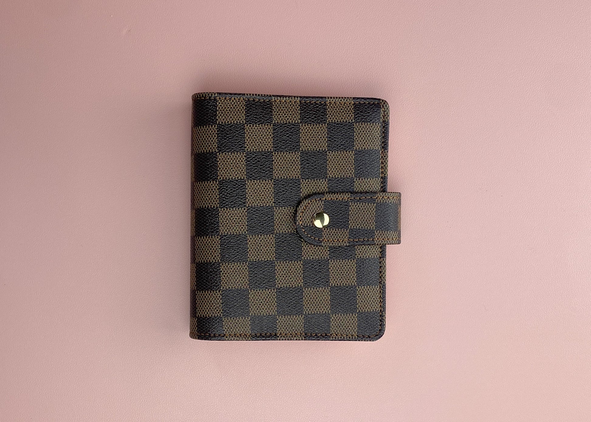 Checkered Leather Mini A7 Binder (RED)