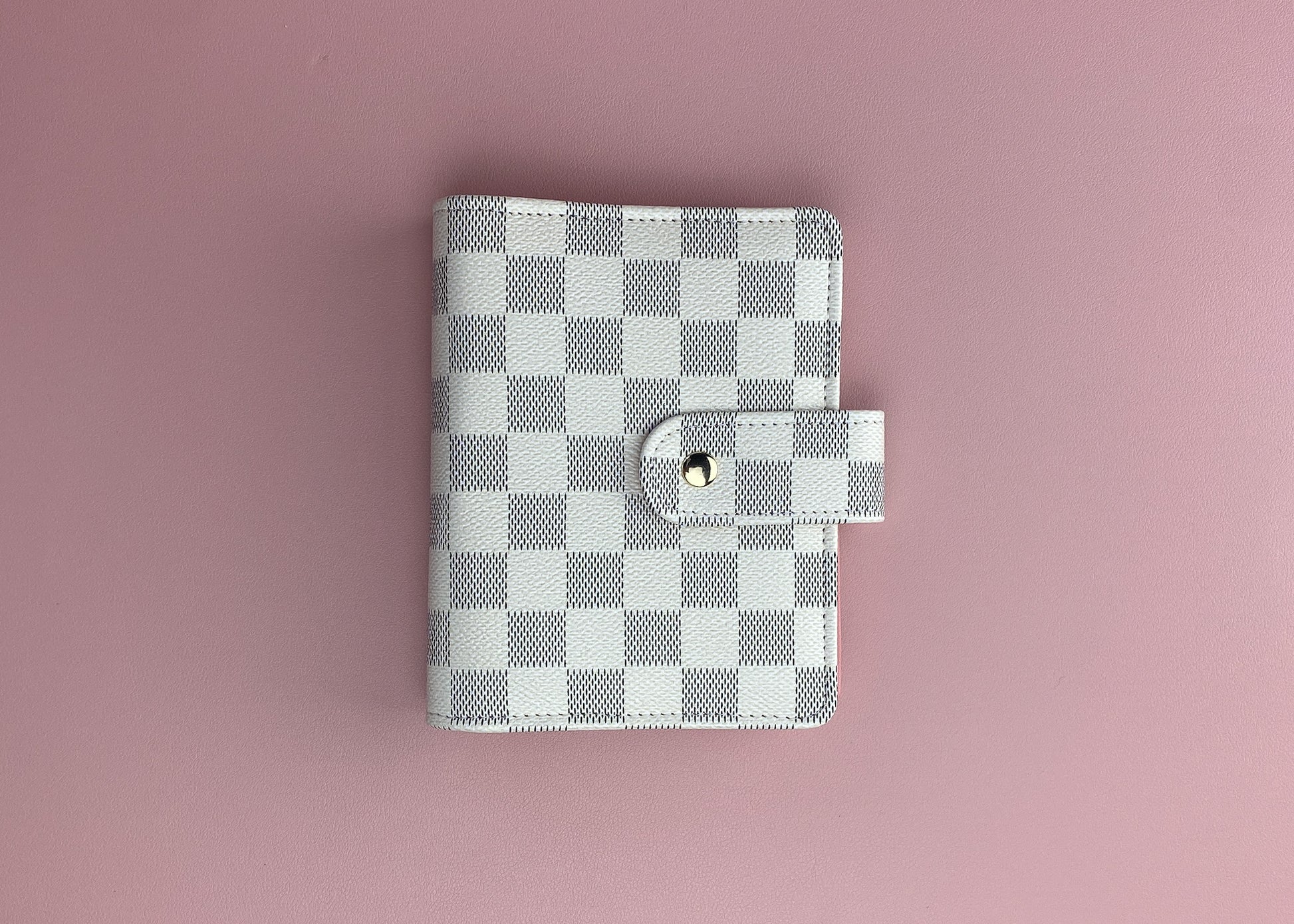 Checkered Leather Mini A7 Binder (BROWN) – Shortmamamoneymovez